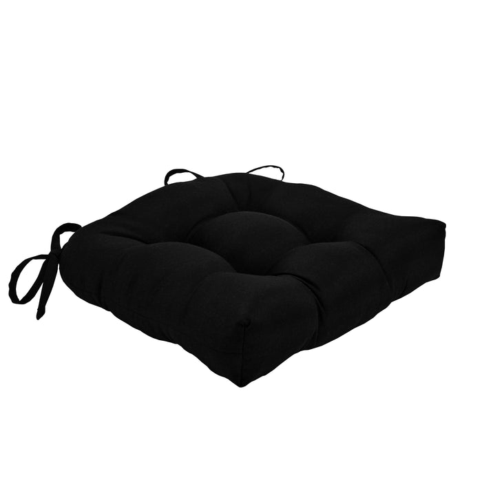 Chase Tufted Chair Seat Cushions - Set of 2 with Stain-Repellent Poly-Cotton Fabric - Black