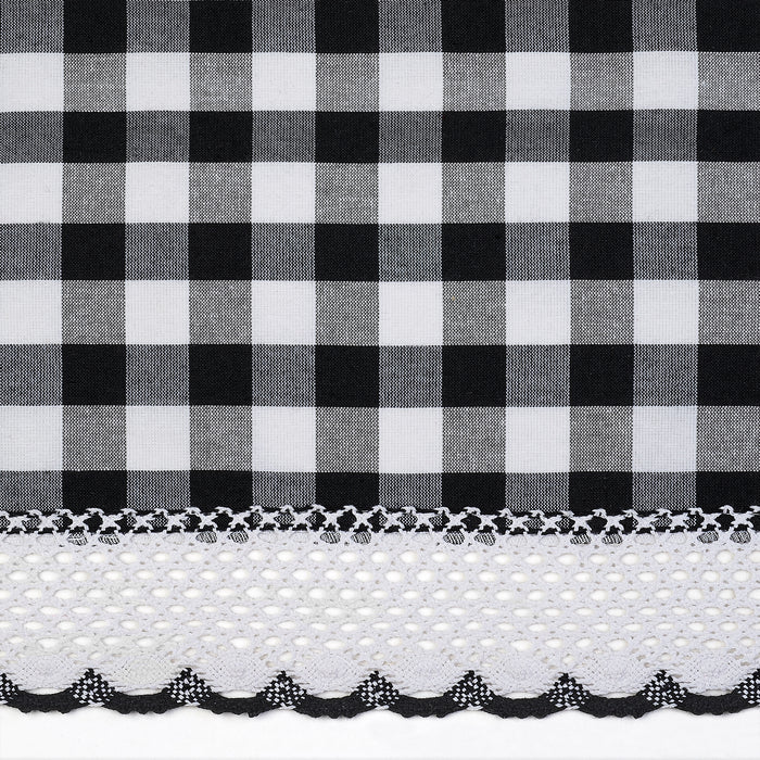 Buffalo Check Window Curtain Panel, 42 Inches Width, Light Filtering, Easy-Care Blend, Sold Separately - Black - 42x95