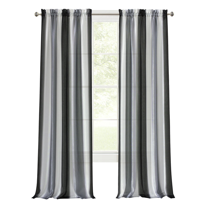 Spectrum Rod Pocket Window Curtain Panel - 42 Inches Width - Light Filtering - Machine Washable - Geometric Diamond Clipped Design - Textiles & Soft Furnishings - Black/Silver - 50x63