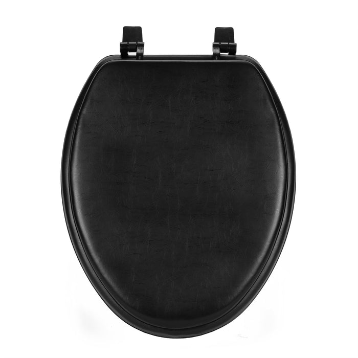 19 Inch Soft Elongated Vinyl Toilet Seat - Black