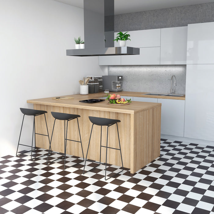 Sterling 12x12 Self Adhesive Vinyl Floor Tile - 20 Tiles, 1-Year Warranty - Black & White