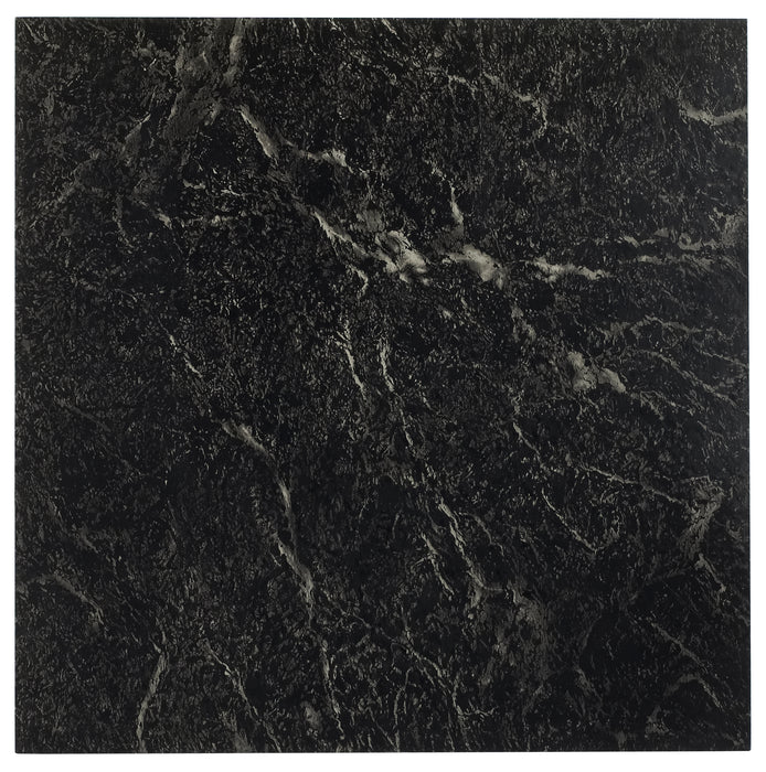 Sterling 12x12 Self Adhesive Vinyl Floor Tile - 20 Tiles, 1-Year Warranty - Black with White Vein Marble