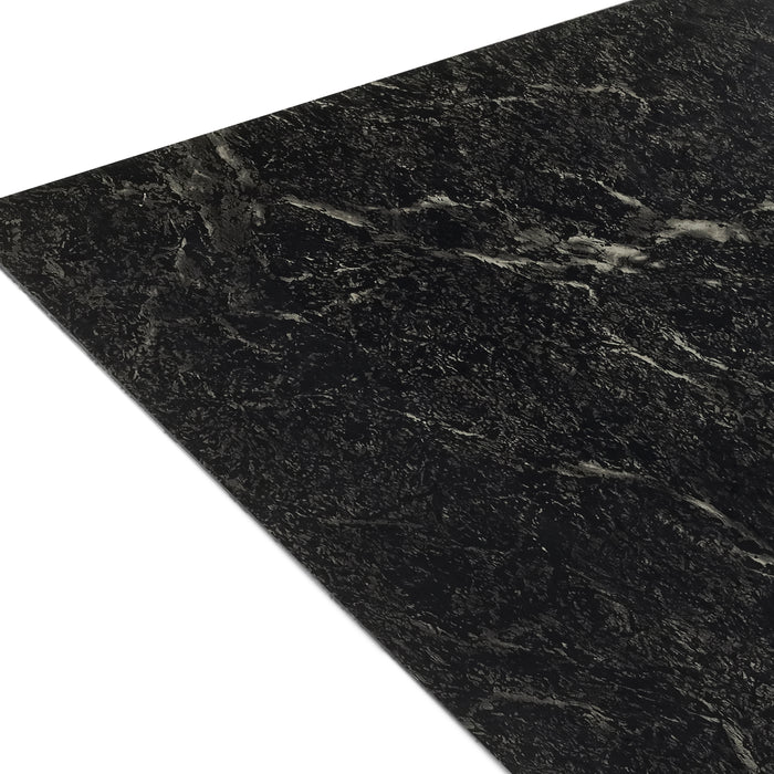 Sterling 12x12 Self Adhesive Vinyl Floor Tile - 20 Tiles, 1-Year Warranty - Black with White Vein Marble