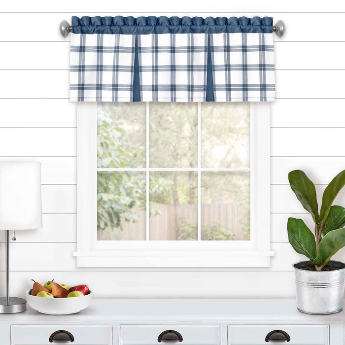 Tate Window Curtain Valance - 53 inches width, 1.5-inch rod pocket - Blue