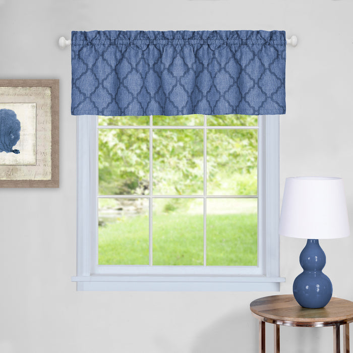 Window Curtain Valance Colby - 58 Inches Wide x 14 Inches High - Easy Installation - Machine Washable - Textiles & Soft Furnishings - Blue