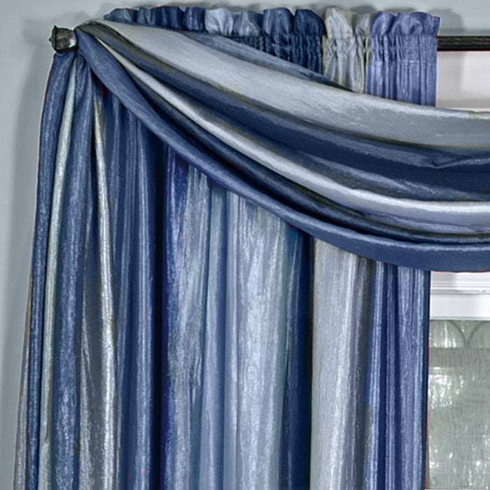 Window Curtain Scarf - Ombre Design, 50 Inch Width, Easy-to-Clean Polyester Fabric, Blush Tones and Natural Hues - Blue