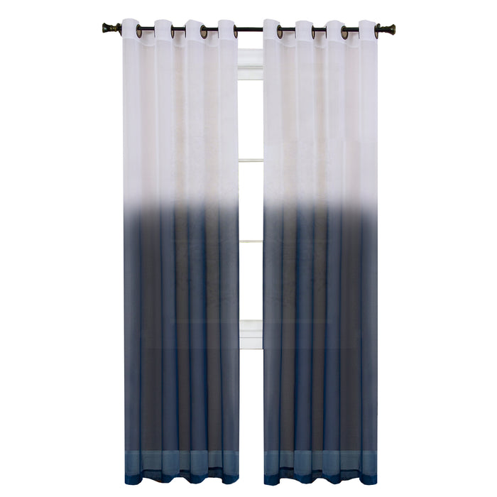 Masterpieces Essence Window Curtain Panel - 52 Inches, Semi-Sheer Fabric, Graduated Ombre Color, Grommet Top, Easy Maintenance - Blue - 52x63