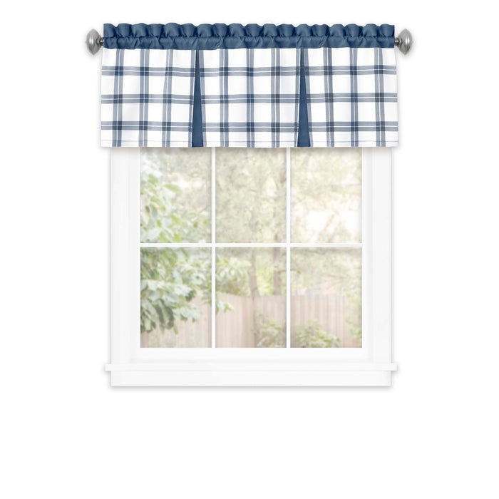 Tate Window Curtain Valance - 53 inches width, 1.5-inch rod pocket - Blue