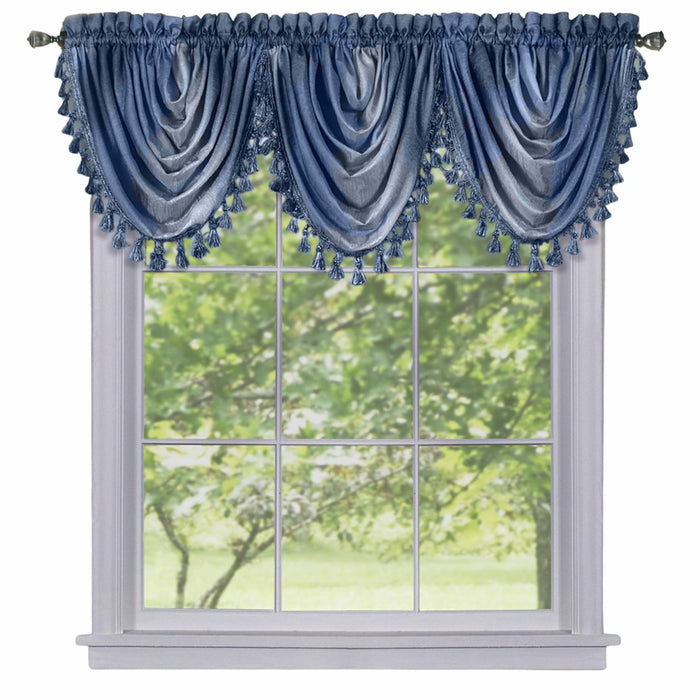 Waterfall Valance in Ombre Style - Blush Tones and Natural Hues, 46 Inch Width, Polyester Material, Easy-to-Clean - Textiles & Soft Furnishings, Household Textiles, Curtains - Blue