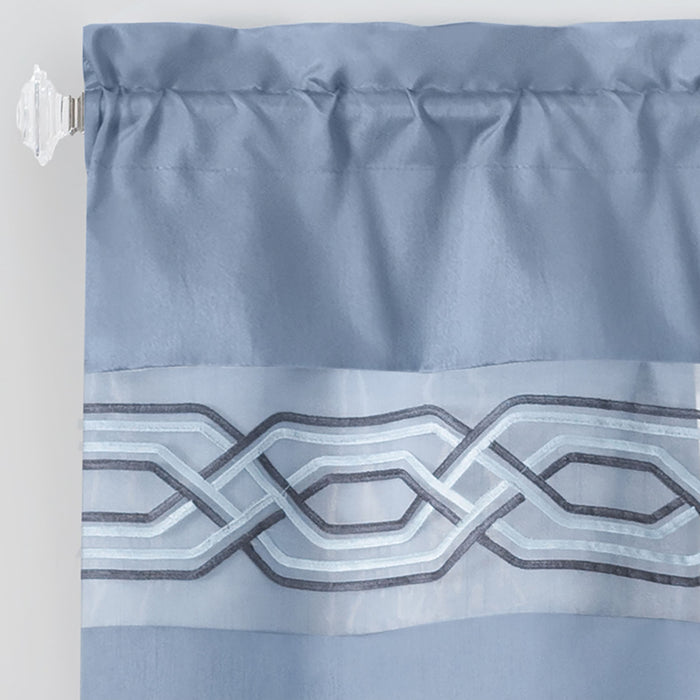 Paige 5 Piece Window Curtain Set - Valance, Panels, and Tie Backs Included - Blue - 55x84