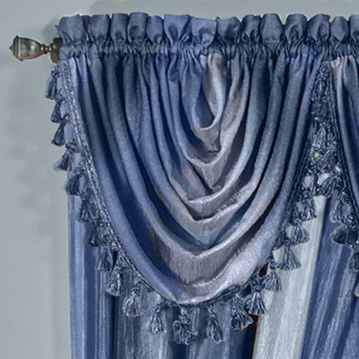 Waterfall Valance in Ombre Style - Blush Tones and Natural Hues, 46 Inch Width, Polyester Material, Easy-to-Clean - Textiles & Soft Furnishings, Household Textiles, Curtains - Blue