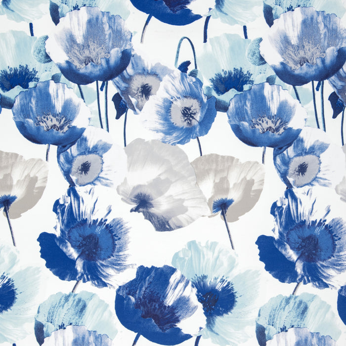 Field Rod Pocket Window Curtain Panel - Poppy Print, Room Darkening, Machine Washable, 50 inch Width - Blue - 50x84