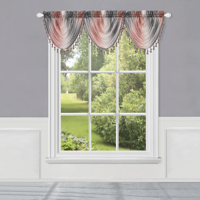 Waterfall Valance in Ombre Style - Blush Tones and Natural Hues, 46 Inch Width, Polyester Material, Easy-to-Clean - Textiles & Soft Furnishings, Household Textiles, Curtains - Blush