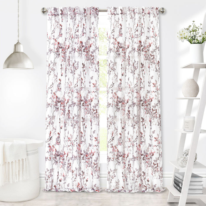 Misty Back Tab Window Curtain Panel - 52 Inches Wide, Semi-Sheer, Sold Separately - Blush - 52x63