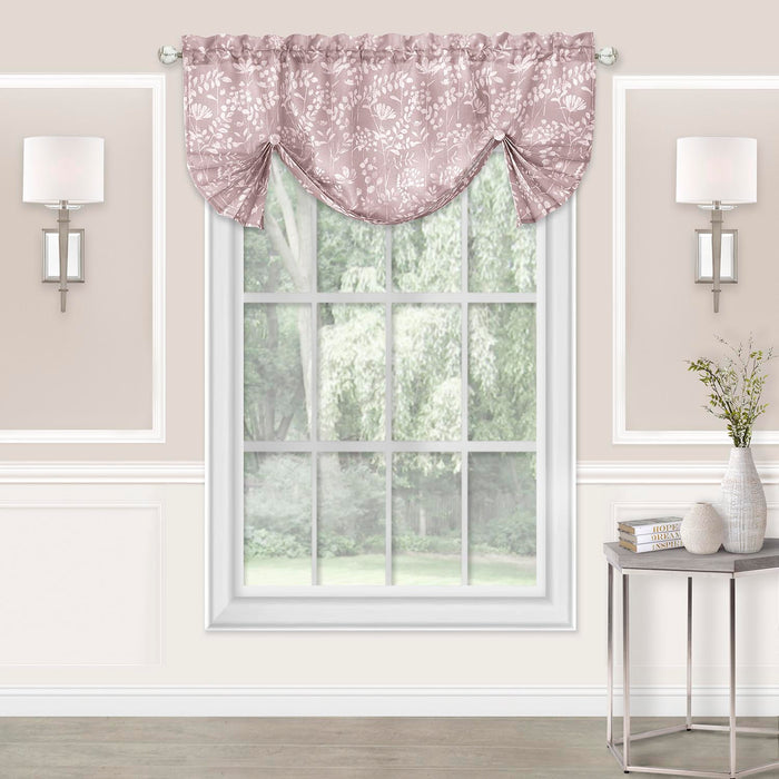 Charlotte Rod Pocket Window Curtain Valance - 52 Inches x 14 Inches, Soft Chenille Fabric - Blush