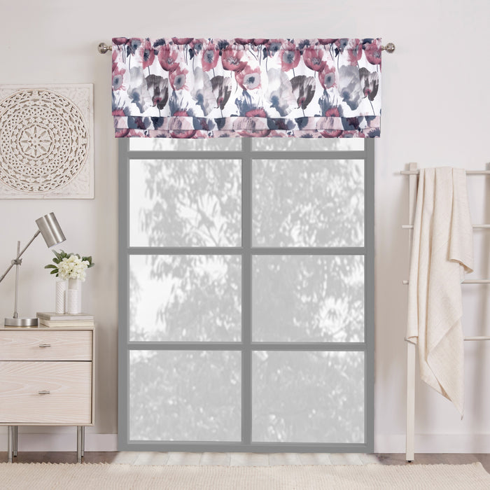 Field Window Curtain Valance - Chic Window Accent, Poppy Style, 50-inch Width - Blush