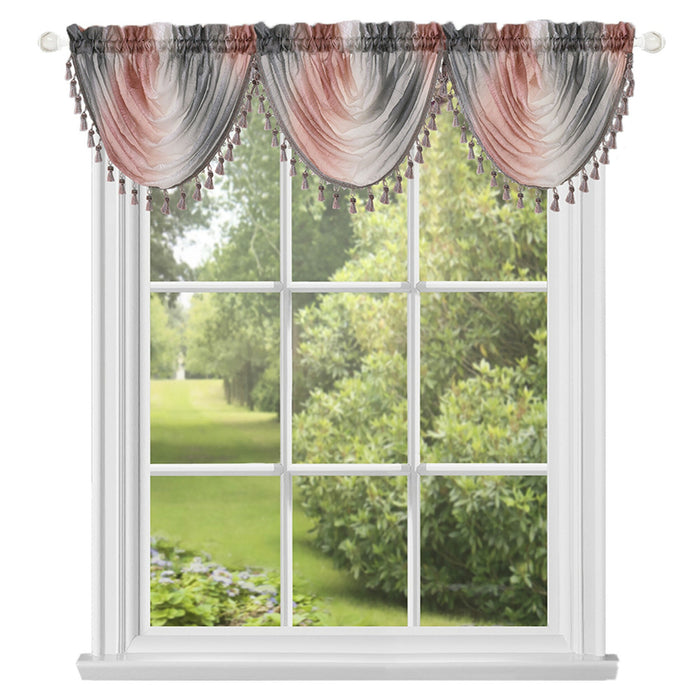 Waterfall Valance in Ombre Style - Blush Tones and Natural Hues, 46 Inch Width, Polyester Material, Easy-to-Clean - Textiles & Soft Furnishings, Household Textiles, Curtains - Blush