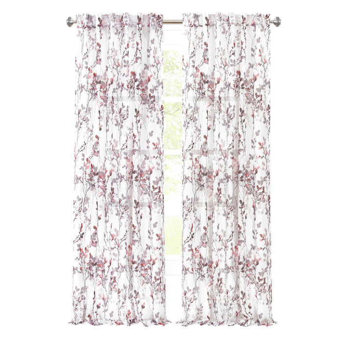 Misty Back Tab Window Curtain Panel - 52 Inches Wide, Semi-Sheer, Sold Separately - Blush - 52x63