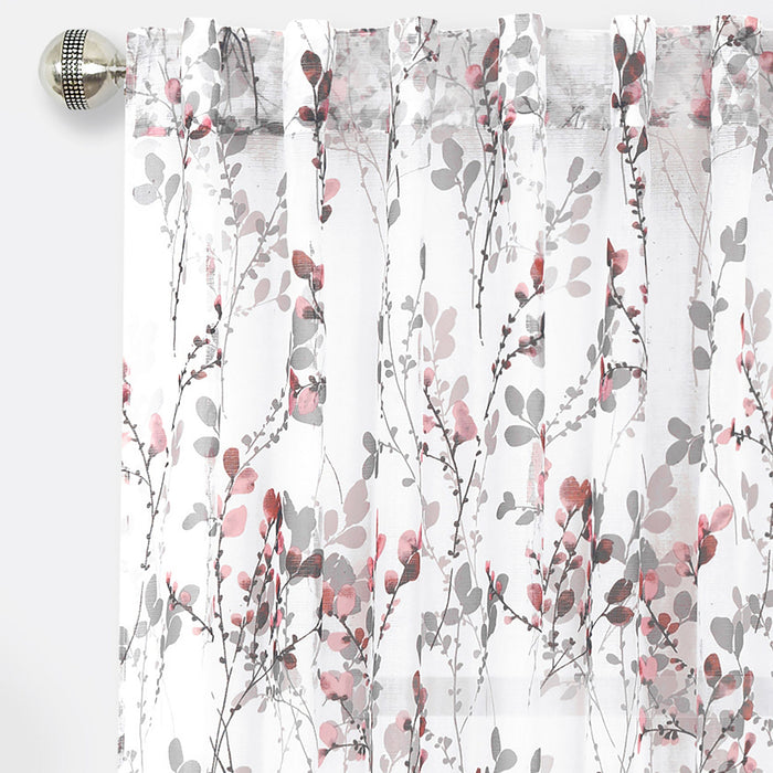 Misty Back Tab Window Curtain Panel - 52 Inches Wide, Semi-Sheer, Sold Separately - Blush - 52x63