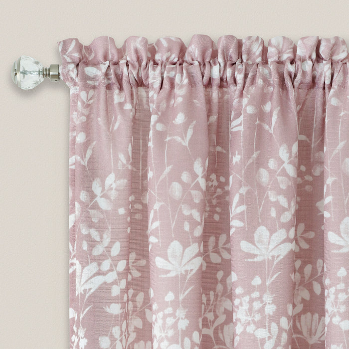 Charlotte Rod Pocket Window Curtain Panel - 42 Inches Width - Light Filtering - Machine Washable - Geometric Diamond Clipped Design - Textiles & Soft Furnishings - Blush - 52x84