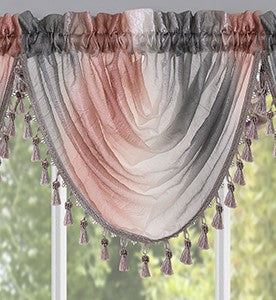 Waterfall Valance in Ombre Style - Blush Tones and Natural Hues, 46 Inch Width, Polyester Material, Easy-to-Clean - Textiles & Soft Furnishings, Household Textiles, Curtains - Blush