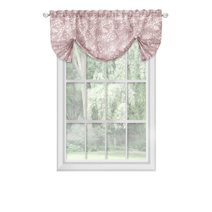 Charlotte Rod Pocket Window Curtain Valance - 52 Inches x 14 Inches, Soft Chenille Fabric - Blush