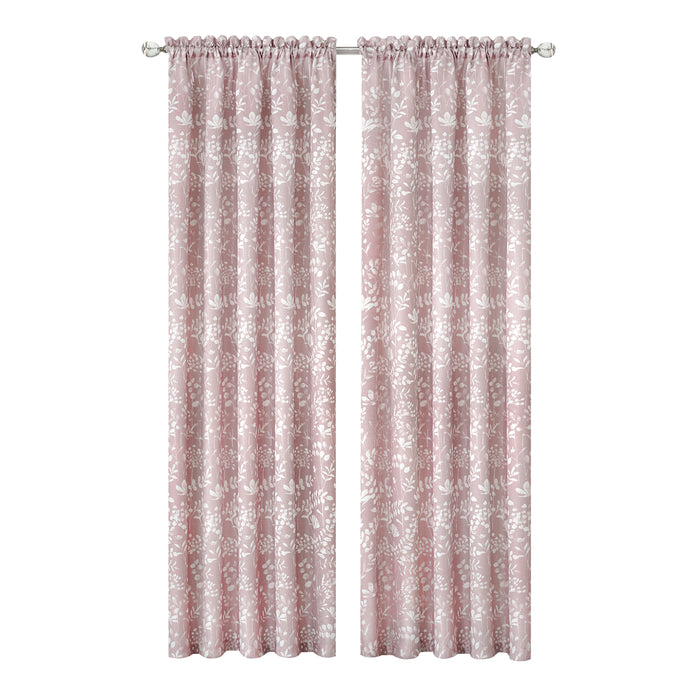 Charlotte Rod Pocket Window Curtain Panel - 42 Inches Width - Light Filtering - Machine Washable - Geometric Diamond Clipped Design - Textiles & Soft Furnishings - Blush - 52x84