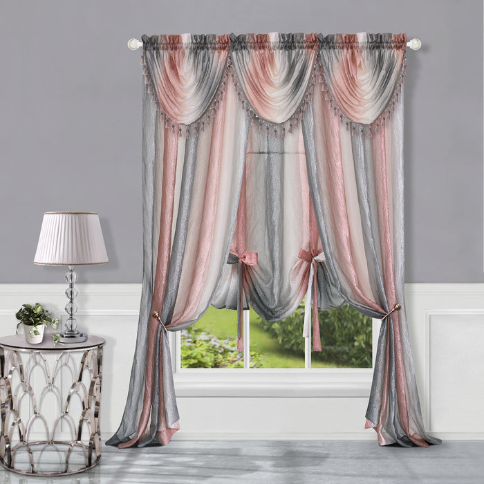 Waterfall Valance in Ombre Style - Blush Tones and Natural Hues, 46 Inch Width, Polyester Material, Easy-to-Clean - Textiles & Soft Furnishings, Household Textiles, Curtains - Blush