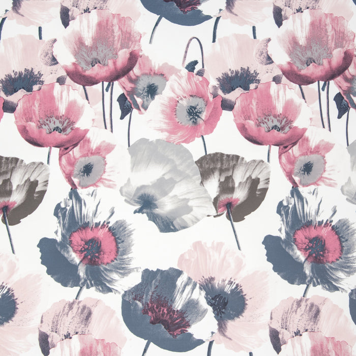 Field Rod Pocket Window Curtain Panel - Poppy Print, Room Darkening, Machine Washable, 50 inch Width - Blush - 50x84