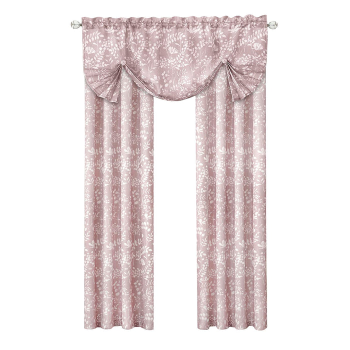 Charlotte Rod Pocket Window Curtain Panel - 42 Inches Width - Light Filtering - Machine Washable - Geometric Diamond Clipped Design - Textiles & Soft Furnishings - Blush - 52x84