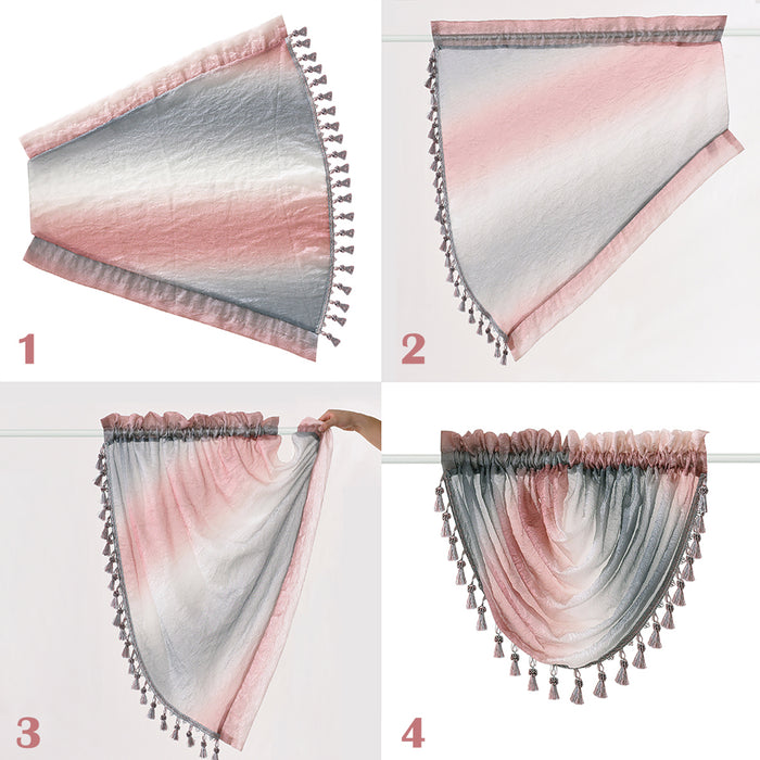 Waterfall Valance in Ombre Style - Blush Tones and Natural Hues, 46 Inch Width, Polyester Material, Easy-to-Clean - Textiles & Soft Furnishings, Household Textiles, Curtains - Blush