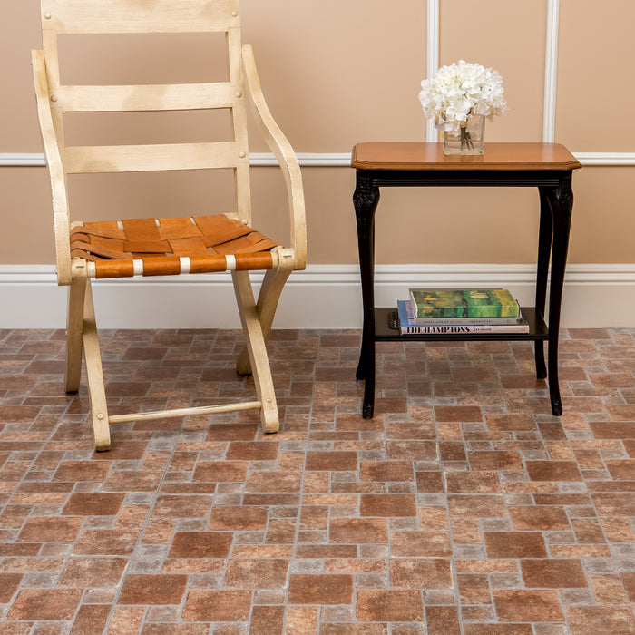 Tivoli 12x12 Self Adhesive Vinyl Floor Tile - Covers 45 Square Feet, 1-Year Warranty - Brick Pavers