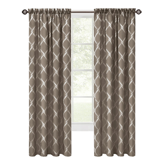 Double Layered Rod Pocket Window Curtain Panel - Brown - 52x84