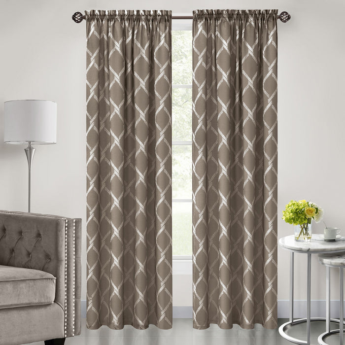 Double Layered Rod Pocket Window Curtain Panel - Brown - 52x63