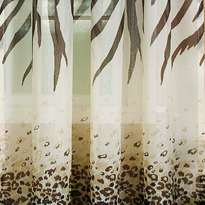 Kenya Window Curtain Panel by Masterpieces - Leopard and Zebra Print, Rod Pockets, 100% Polyester - Brown - 50x63