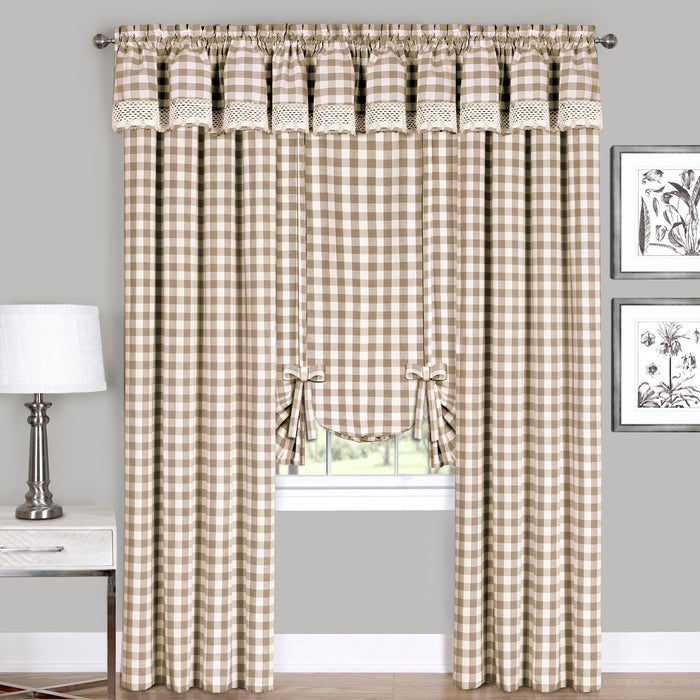 Check Window Curtain Tie Up Shade
