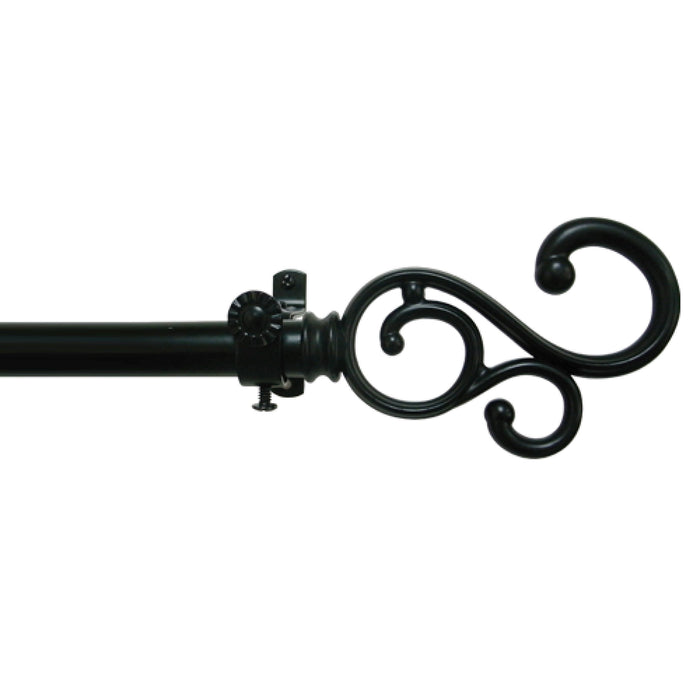 Medley Style Buono II Decorative Rod & Finial with Matching All-Metal Hardware, Antique Silver PVC Finials - 28-48