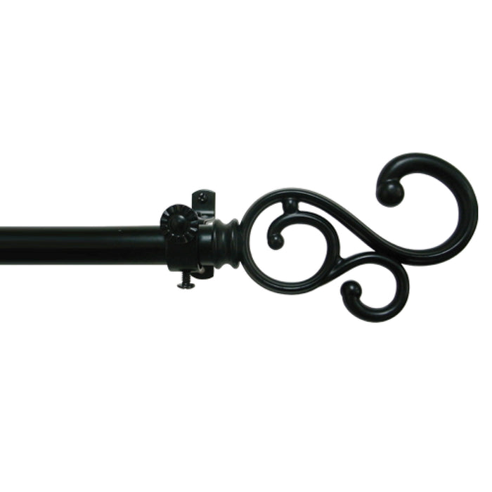 Medley Style Buono II Decorative Rod & Finial with Matching All-Metal Hardware, Antique Silver PVC Finials