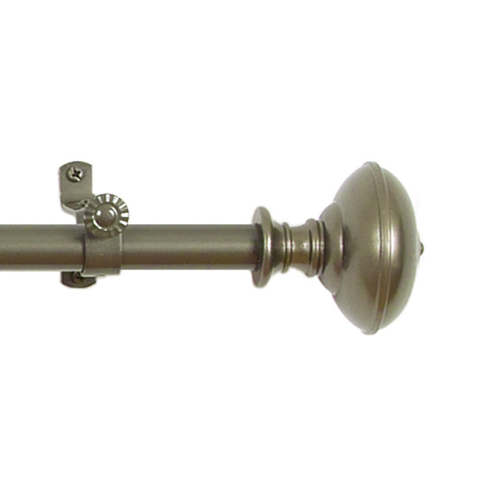 Othello Style Buono II Decorative Rod & Finial with Matching All-Metal Hardware, Antique Silver PVC Finials - 28-48