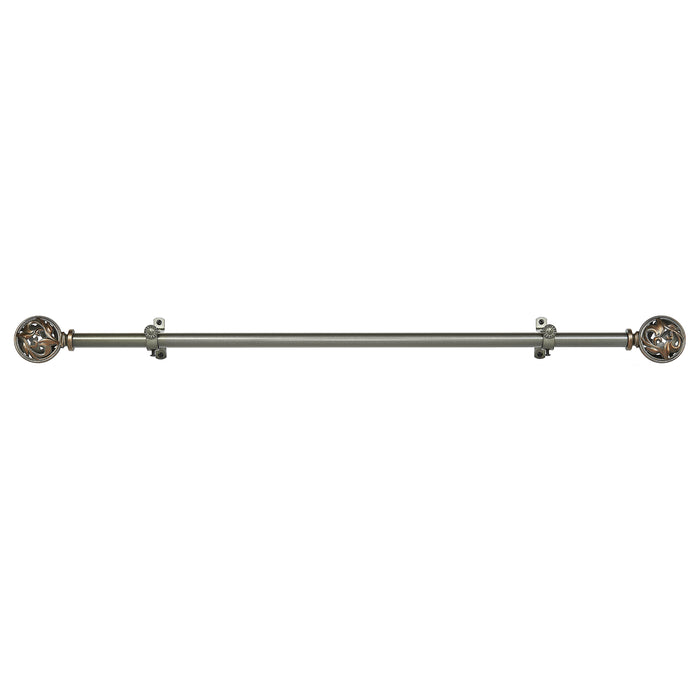 Grace Style Buono II Decorative Rod & Finial with Matching All-Metal Hardware, Antique Silver PVC Finials - 28-48