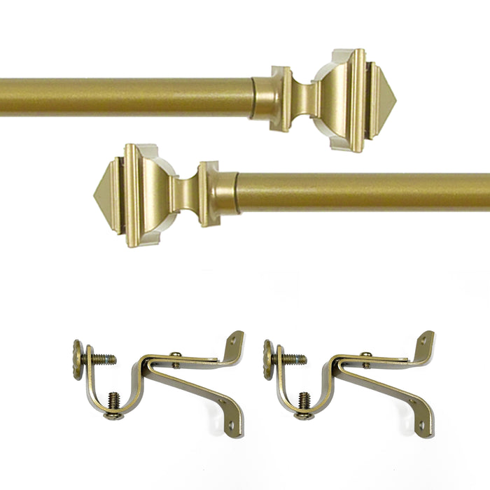 Bach Style Buono II Decorative Rod & Finial with Matching All-Metal Hardware, Antique Silver PVC Finials