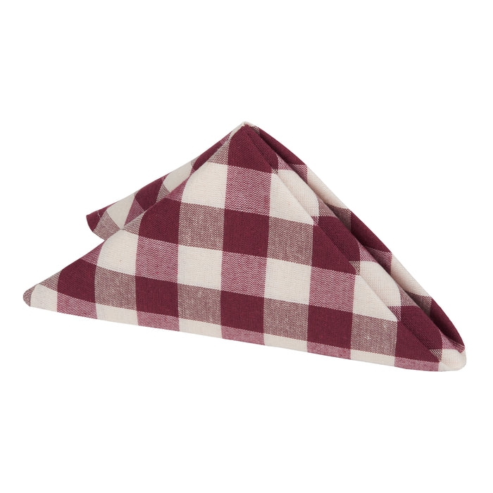 Check Dinner Table Napkins - Set of Four - Burgundy