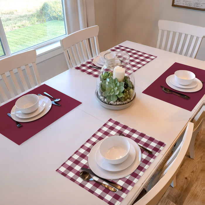 Reversible Placemat - Set of Four - Burgundy