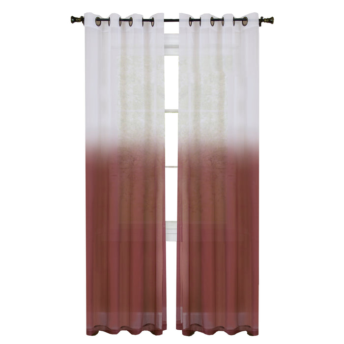 Masterpieces Essence Window Curtain Panel - 52 Inches, Semi-Sheer Fabric, Graduated Ombre Color, Grommet Top, Easy Maintenance - Burgundy - 52x84