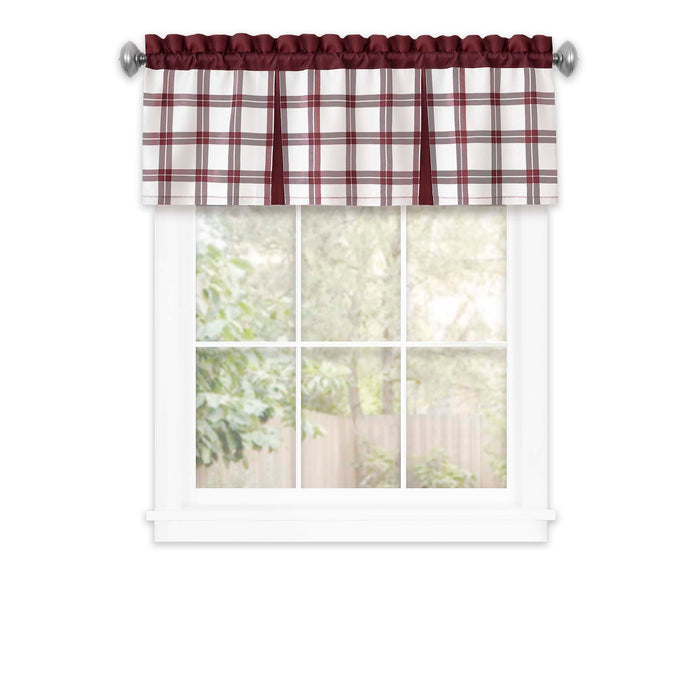 Tate Window Curtain Valance - 53 inches width, 1.5-inch rod pocket - Burgundy