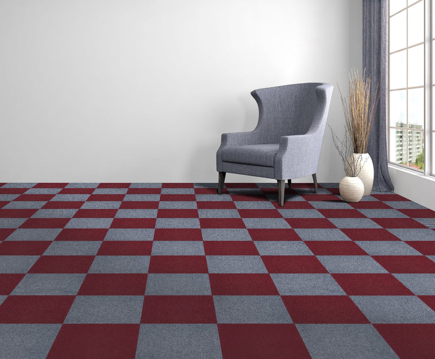 12x12 Self Adhesive Carpet Floor Tile - 12 Tiles/12 sq. Ft. - Burgundy