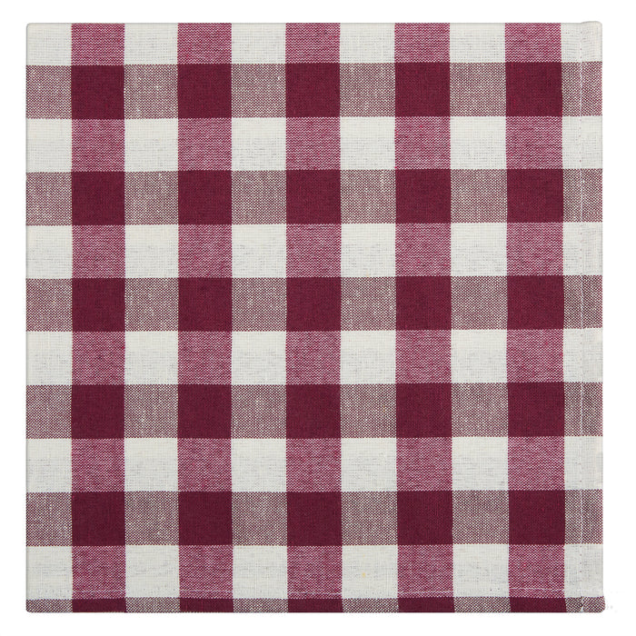 Check Dinner Table Napkins - Set of Four - Burgundy