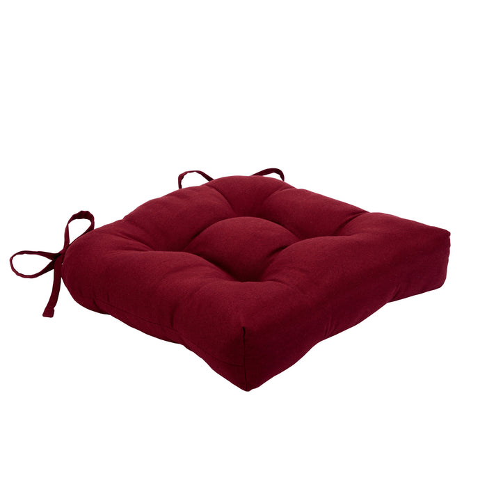 Chase Tufted Chair Seat Cushions - Set of 2 with Stain-Repellent Poly-Cotton Fabric - Burgundy