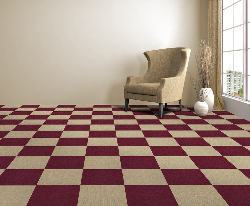 12x12 Self Adhesive Carpet Floor Tile - 12 Tiles/12 sq. Ft. - Burgundy