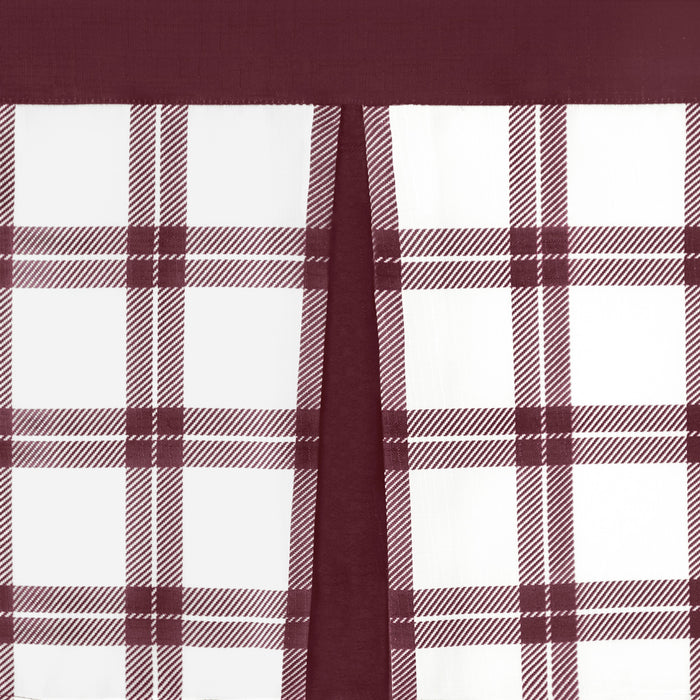 Tate Tier and Valance Window Set - Plaid Window Curtains with 53" Valance Width - Burgundy - 58x24